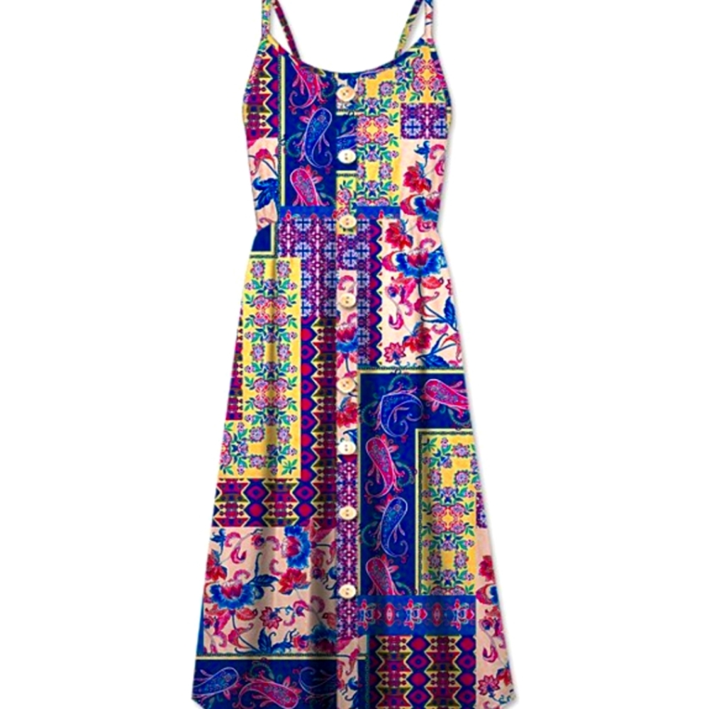 Pink & Blue Paisley Patchwork Button Up